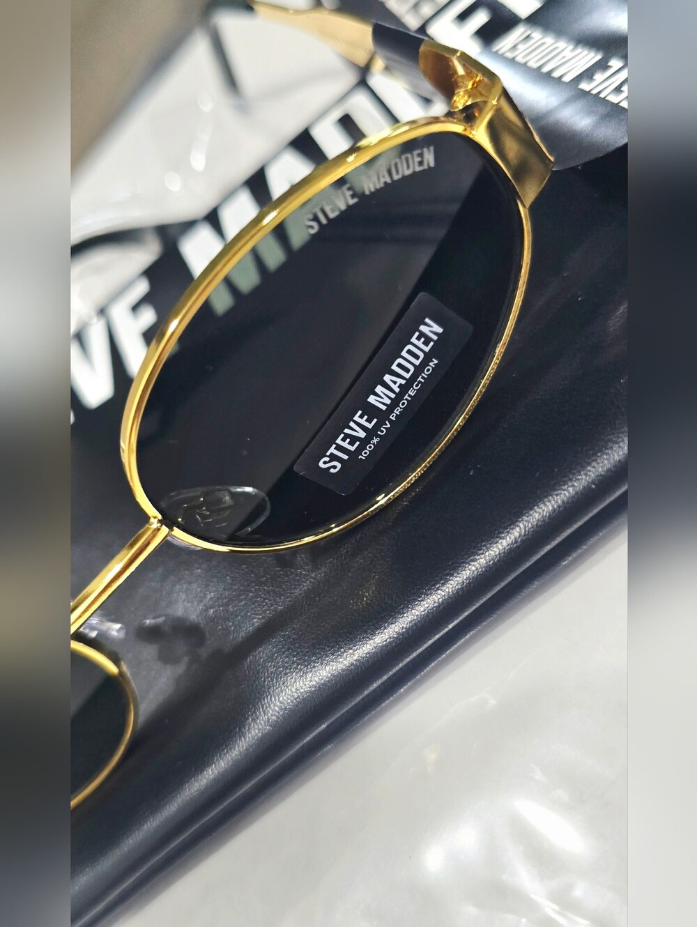 NEW! Steve Madden Women's X17819 Mystie Oval Frame Gold Tone Sunglasses